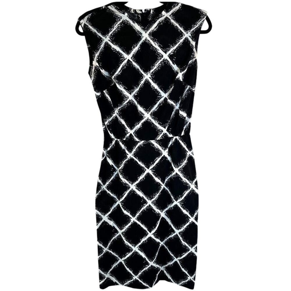 VINTAGE Tabak black white shift diamond design sleeveless